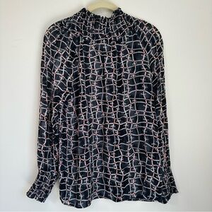 Velvet by Graham & Spencer Black and White Graphic Long Sleeve Blouse
